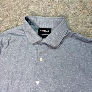 Bonobos Slim Fit‎ Blue Dotted Pattern Dress Shirt - Men's Size M